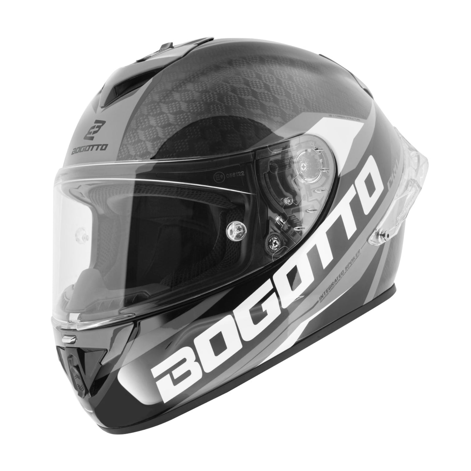 Bogotto FF104 SPN CARBON HELMET（ボガット FF104 SPN カーボンヘルメット）（ ブラック／チタニウム）フルフェイス 斜めから左側