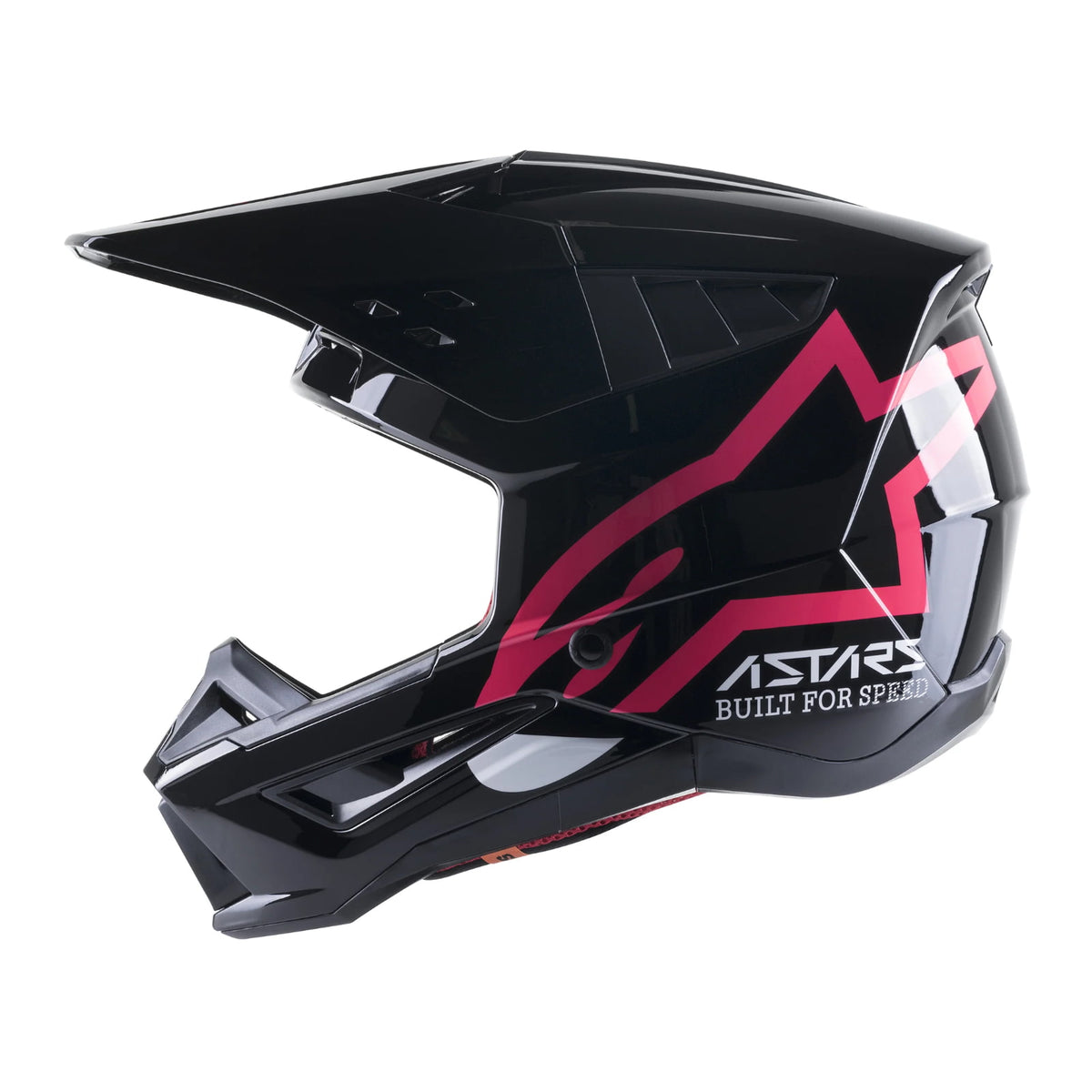 Alpinestars SUPERTECH M5 COMPASS HELMET（アルパインスターズ スーパーテック M5 コンパス ヘルメット）ブラック／ピンク グロス　左側面