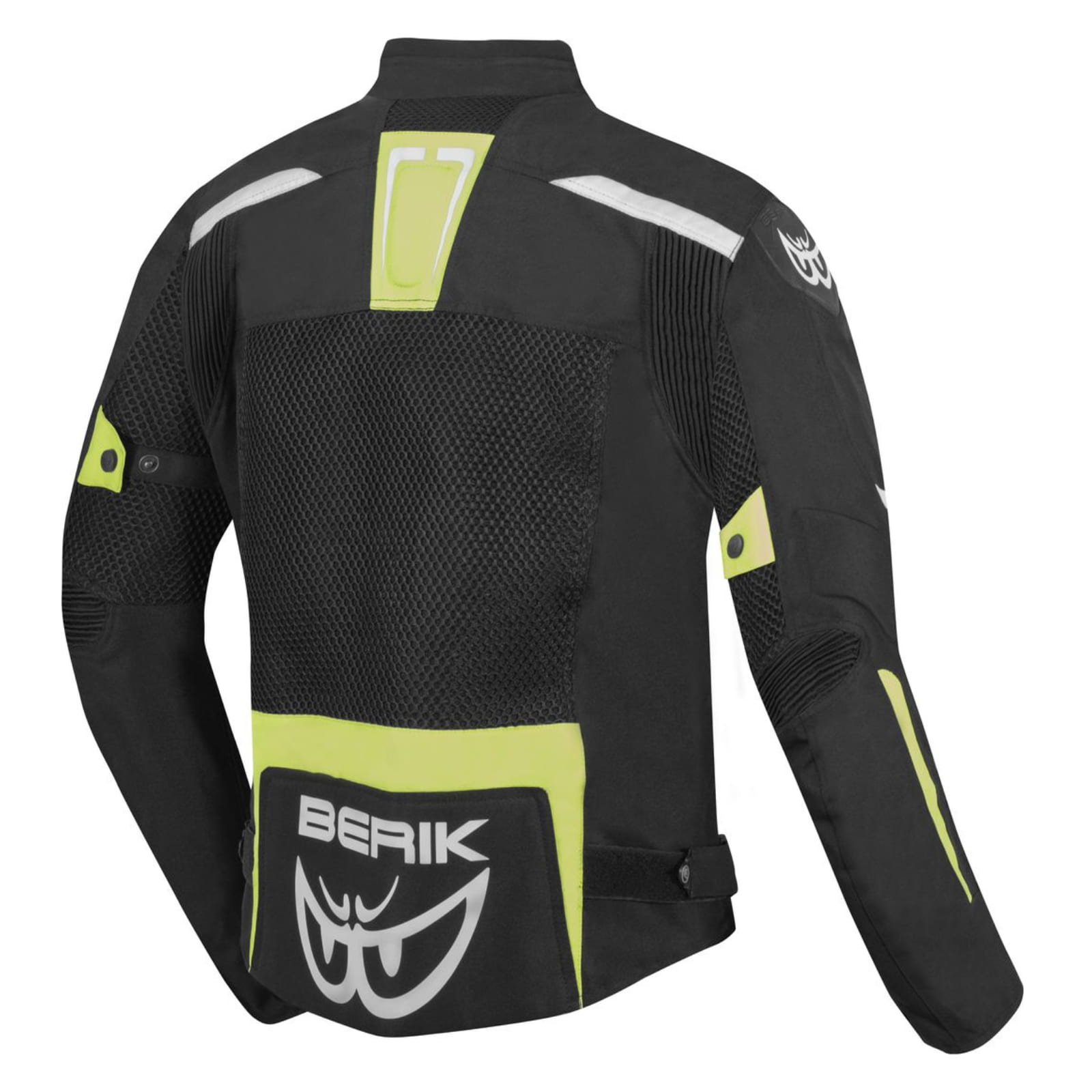 Berik X-Speed Air Motorcycle Textile Jacket（ベリック エックス スピード エア モーターサイクル テキスタイル ジャケット）（ブラック／ホワイト／ネオンイエロー）メッシュジャケット　後ろ側
